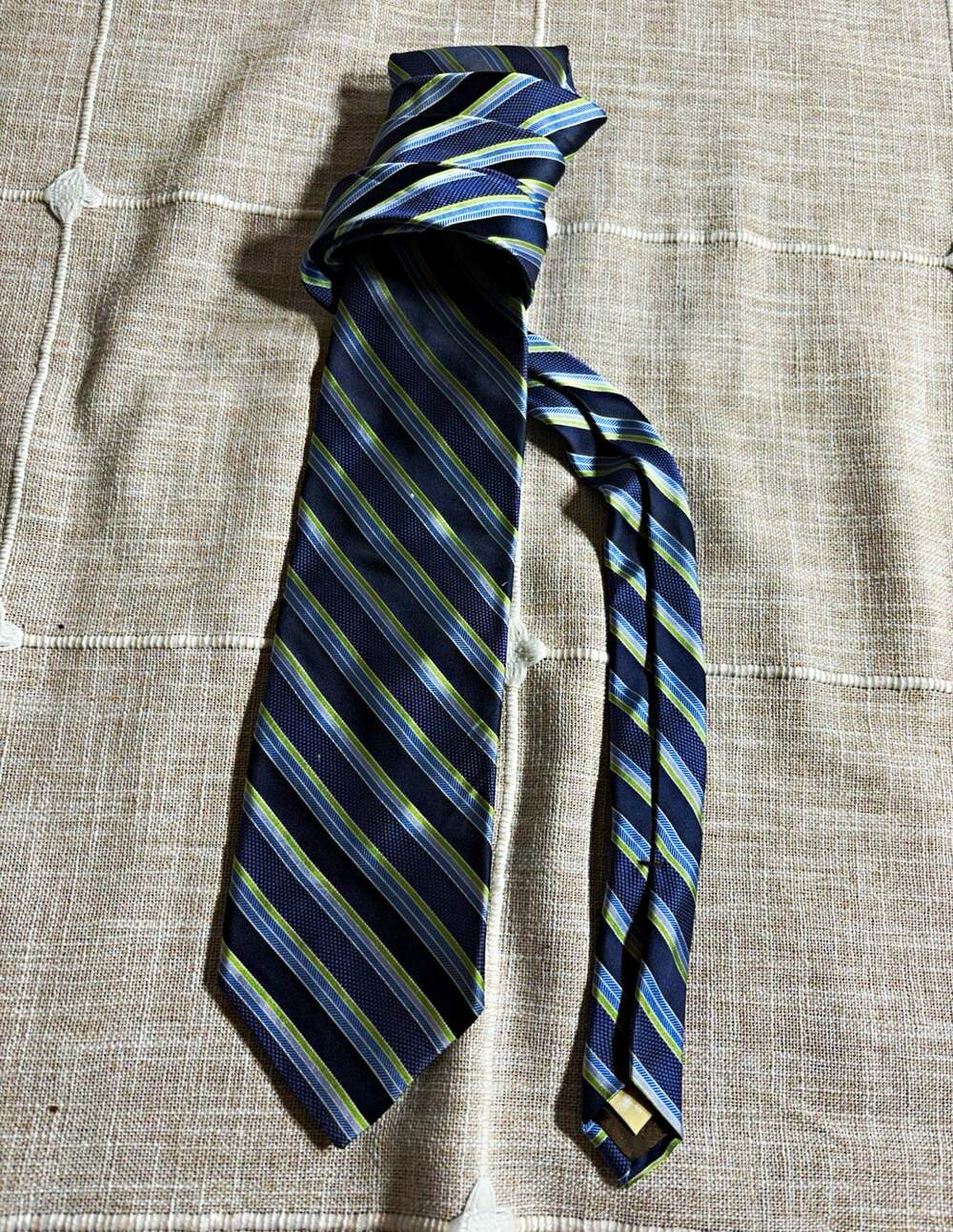 Michael Kors Men's Striped Silk Tie Blue Green White Classic Preppy Business